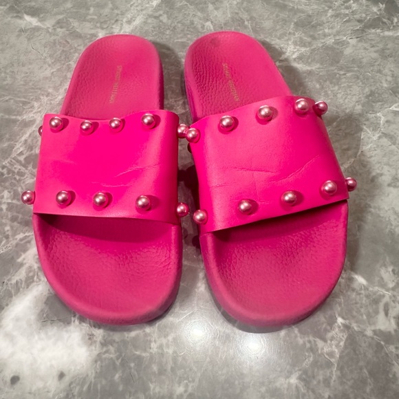 Stuart Weitzman Pear Clutch Slide Sandal in Pink Via Women’s SZ 7B - Picture 2 of 5